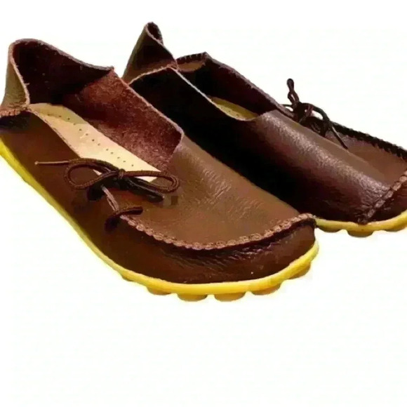 LOAFER BROWN PEBBLED  LEATHER BABOUCHE ROUND TOE MULE SHOES SIZE 7.5 - 8 - Picture 6 of 6
